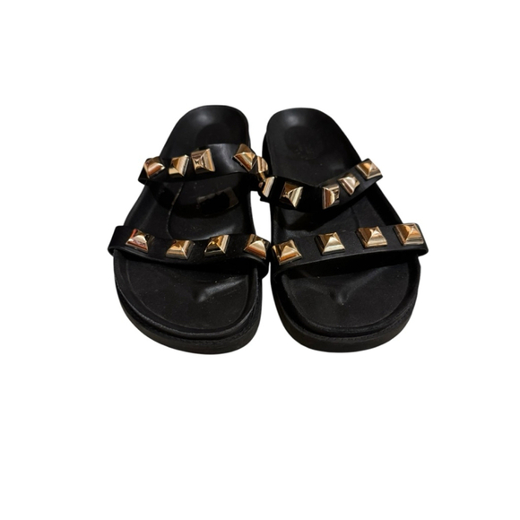 Giulia Palai Women’s Shoes Sandals Black Gold Studded Size 9.5​​​​ - Picture 4 of 9